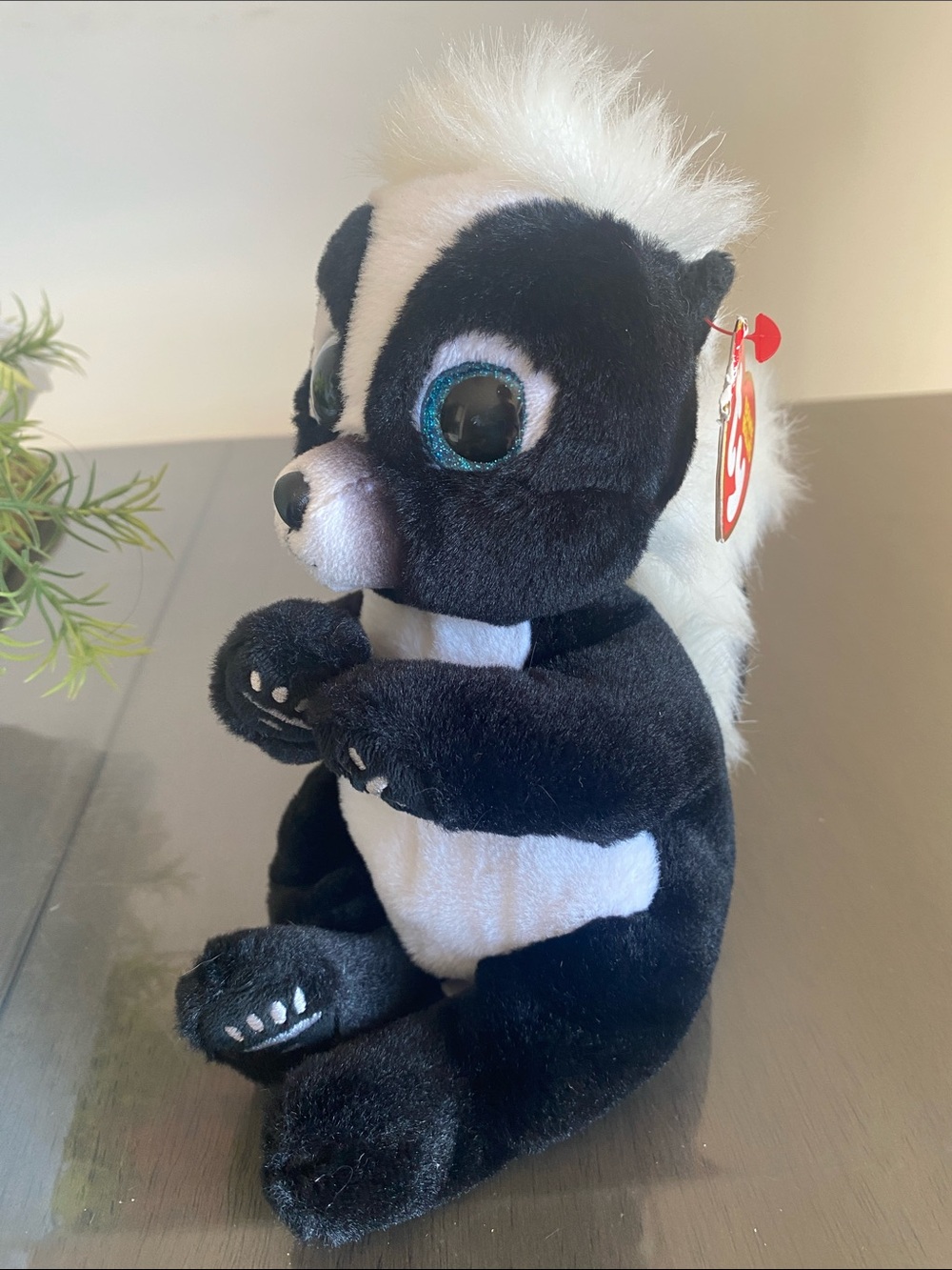 NEW🌈 Ty Beanie Bellies Black & White Skunk RUKUS Plush beanie